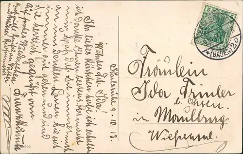 Ansichtskarte Karlsruhe Strassen Partie Kaiserplatz mit Denkmal 1913