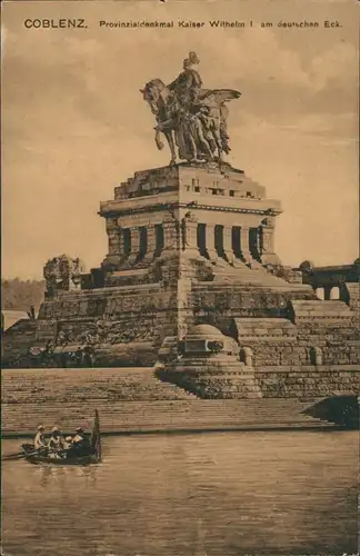 Ansichtskarte Koblenz Provinzial-Denkmal Kaiser Wilhelm am deutschen Eck 1920