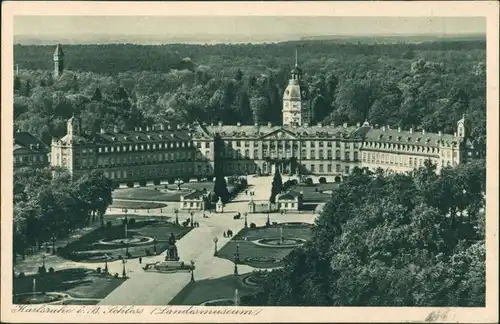 Karlsruhe Schlossplatz Schloß (Landesmuseum) Gesamtansicht 1925
