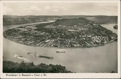 Ansichtskarte Boppard Rheinbogen, Rhein Schiffe bei Boppard Filsen 1940