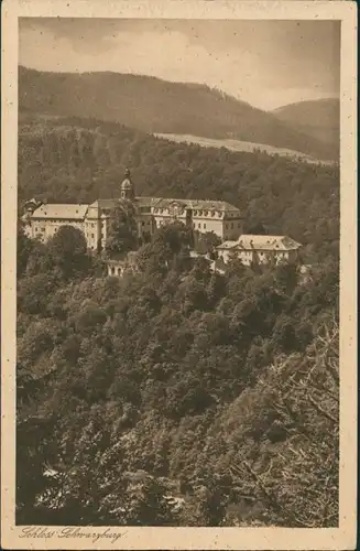 Ansichtskarte Schwarzburg Schloss Schwarzburg Gesamtansicht Wald Partie 1925