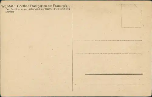 Ansichtskarte Weimar Goethehaus am Frauenplan, Pavillon a.d. Ackerwand 1930