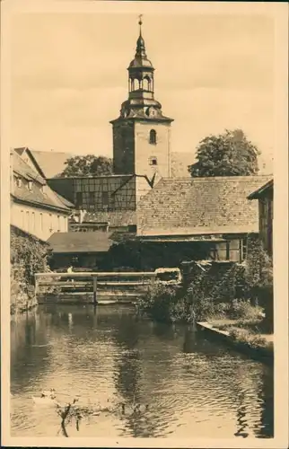 Ansichtskarte Bad Berka "Klein Venedig", Blick zur Kirche 1960
