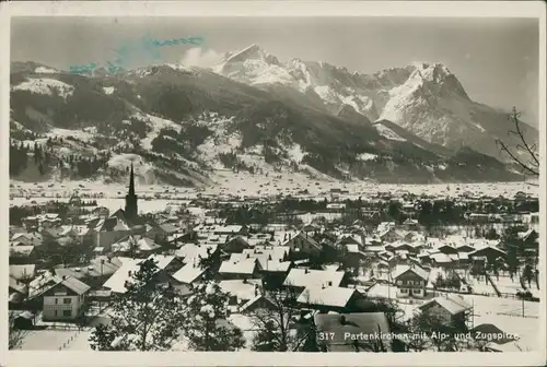 Garmisch-Garmisch-Partenkirchen Gesamtansicht Blick zur Zugspitze 1930