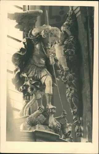 Ansichtskarte  Engel Skulptur an einer Kirche (Foto Hege) 1925