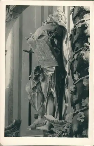 Ansichtskarte  Heiligen Figur, Skulptur an Kirche (Foto Wenzel Naumburg) 1925