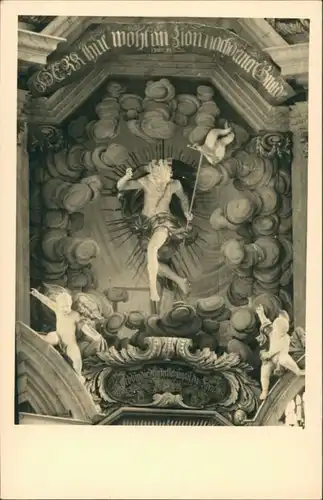 Ansichtskarte  Foto Hege: Religiöses Relief-Motiv an Kirche 1925