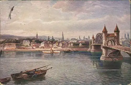 Ansichtskarte Bonn Künstlerkarte: Stadtpanorama 1912