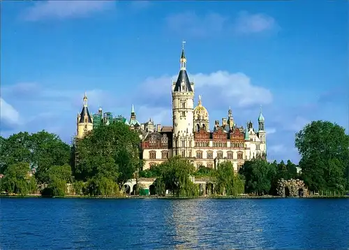 Schwerin Blick über den Schweriner See auf das Schweriner Schloss 1990
