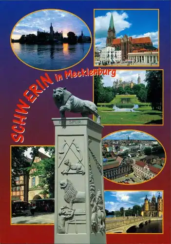 Ansichtskarte Schwerin Schloss, Kirche, Schlosspark, Luftbild 2002