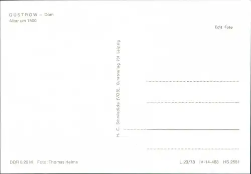 Ansichtskarte Güstrow Dom - Altar um 1500 1978