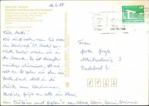 Klink (Müritz) FDGB-E-Heim MS "Fritz Reuter", Schiffsgaststätte Klönplott 1988