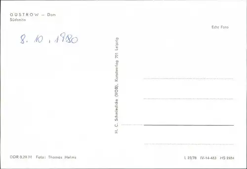 Ansichtskarte Güstrow Dom - Südseite 1978