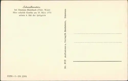 Ansichtskarte Ilmenau Schwalbenstein 1965