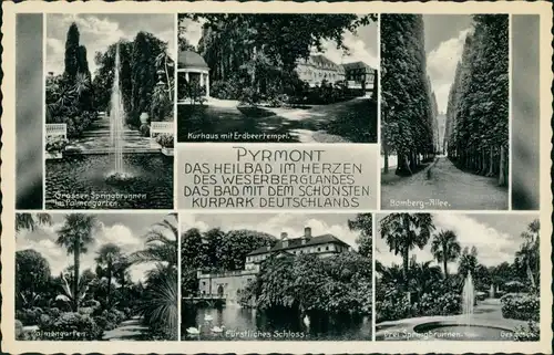 Ansichtskarte Bad Pyrmont Kurhaus, Schloss, Palmengarten, Allee 1932