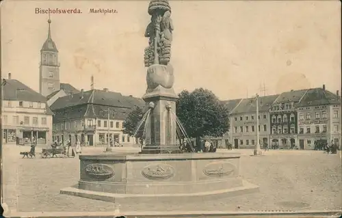 Ansichtskarte Bischofswerda Marktplatz 1924