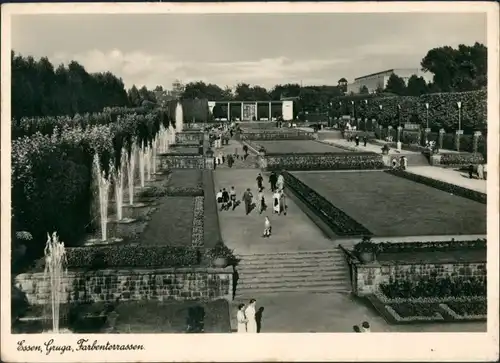 Ansichtskarte Essen (Ruhr) Grugapark - Farbenterrassen mit Wasserspiele 1939
