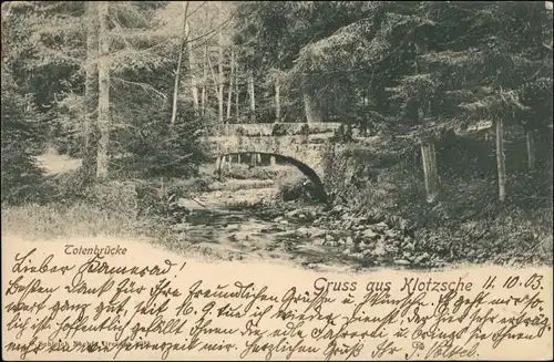 Ansichtskarte Klotzsche-Dresden Totenbrücke - Waldpartie 1908