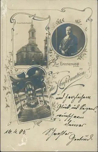 Ansichtskarte Dresden 3 Bild Annenkirche, Innen, Pfarrer - Fotokarte 1905
