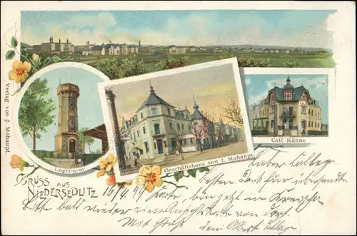 Ansichtskarte Niedersedlitz-Dresden Stadt, Cafe, Geschäftshaus 1899