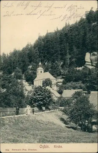 Ansichtskarte Oybin Weg zur Kirche 1908