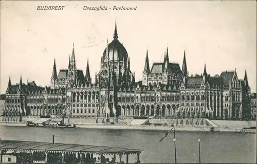 Postcard Budapest Parlament (Országház) 1915