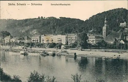 Ansichtskarte Bad Schandau Dampfschifflandeplatz 1913