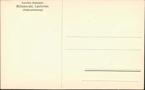 Ansichtskarte Mittenwald Künstlerkarte Karoline Buttmann Lautersee 1927