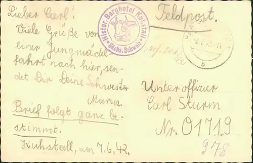 Kirnitzschtal-Sebnitz Himmelsleiter  Sächsische Schweiz gelauefen Feldpost 1942