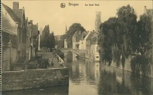 Postkaart Brügge Brugge | Bruges Quai Vert - Kanalpartie 1913
