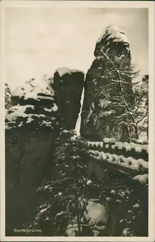 .Sachsen Sächsische Schweiz im Winter mit Basteibrücke, Bastei, Brücke 1930