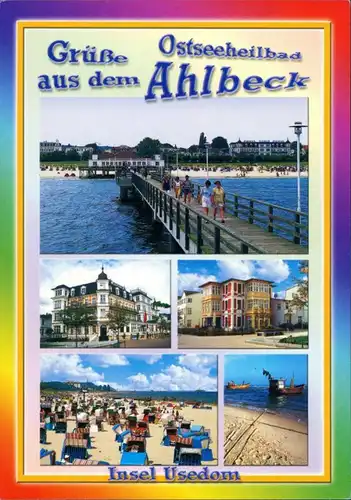 Ahlbeck (Usedom) Mehrbild-Grusskarte mit 5 farbigen Ansichten 2000