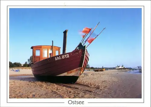 Ansichtskarte Ahlbeck (Usedom) Strand Schiff mit Schiffskennung Ahl.012 2000