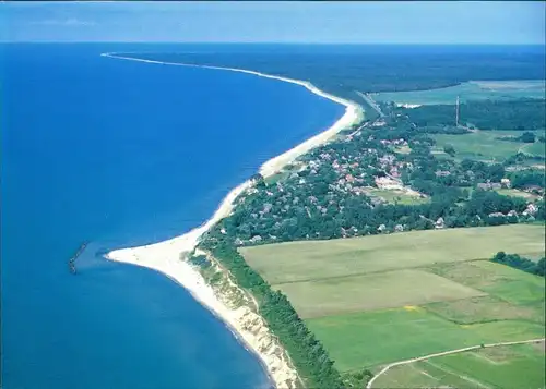 Ansichtskarte Ahrenshoop Luftbild Strand und Ort vom Flugzeug aus 2005