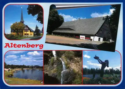 Altenberg (Erzgebirge) Mehrbild-AK ua. Kirche,   Freibad, Wasserfall 2010