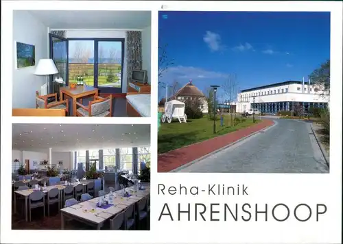 Ansichtskarte Ahrenshoop Reha-Klinik Innen- und Außenansichten 3 Fotos 2002