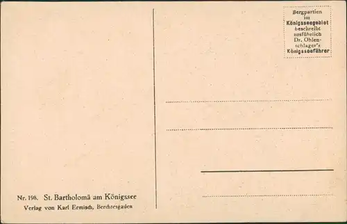 Ansichtskarte St. Bartholomä-Schönau am Königssee 1925 ungelaufen