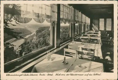 Rathen Rathen - Bastei-Hotel, Winterterrasse - Blick ins Elbtal 1937/1942