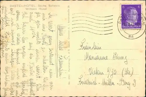 Rathen Rathen - Bastei-Hotel, Winterterrasse - Blick ins Elbtal 1937/1942