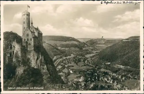 Lichtenstein (Württemberg) Schloss Lichtenstein, Gesamtansicht mit Panorama 1940