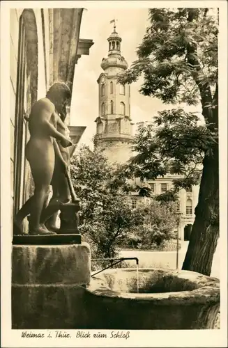 Ansichtskarte Weimar Stadtschloss, Brunnen, Skulpturen 1930