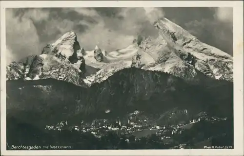 Berchtesgaden Panorama-Ansicht, Watzmann Berg, Alpen Gebirgskette 1928