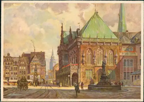 Bremen signierte Künstlerkarte (Eduscho Werbekarte, Bremen) 1925
