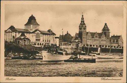 Stettin Szczecin Hakenterrasse/Wały Chrobrego Promenade Dampfer 1928