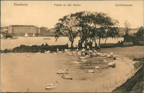 Ansichtskarte Hamburg Alster - Gurlittstrasse 1915