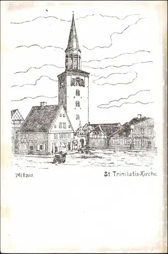 Mitau Jelgava Елгава Trinitatiskirche - Künstlerkarte 1917