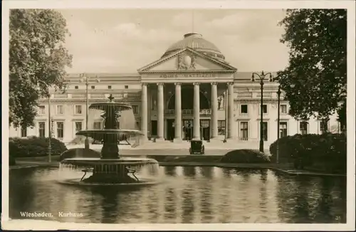 Wiesbaden Kurhaus, Gebäude-Ansicht, Wasserspiele, Springbrunnen 1940