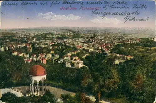 Ansichtskarte Wiesbaden Totalansicht mit Tempel - Neroberg 1920