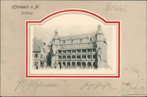 Ansichtskarte Offenbach (Main) Partie am Schloss, Passpartout Postkarte 1903