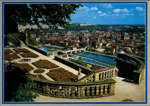 Ansichtskarte Würzburg Festung Marienberg - Blick auf die Stadt 2000